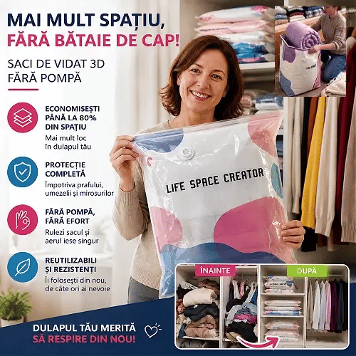 SpaceMax™ ⭐ | Saci de Vidat 3D Fără Pompă – Mai Mult Spațiu în Dulap -  OFERTA 1+1 GRATIS